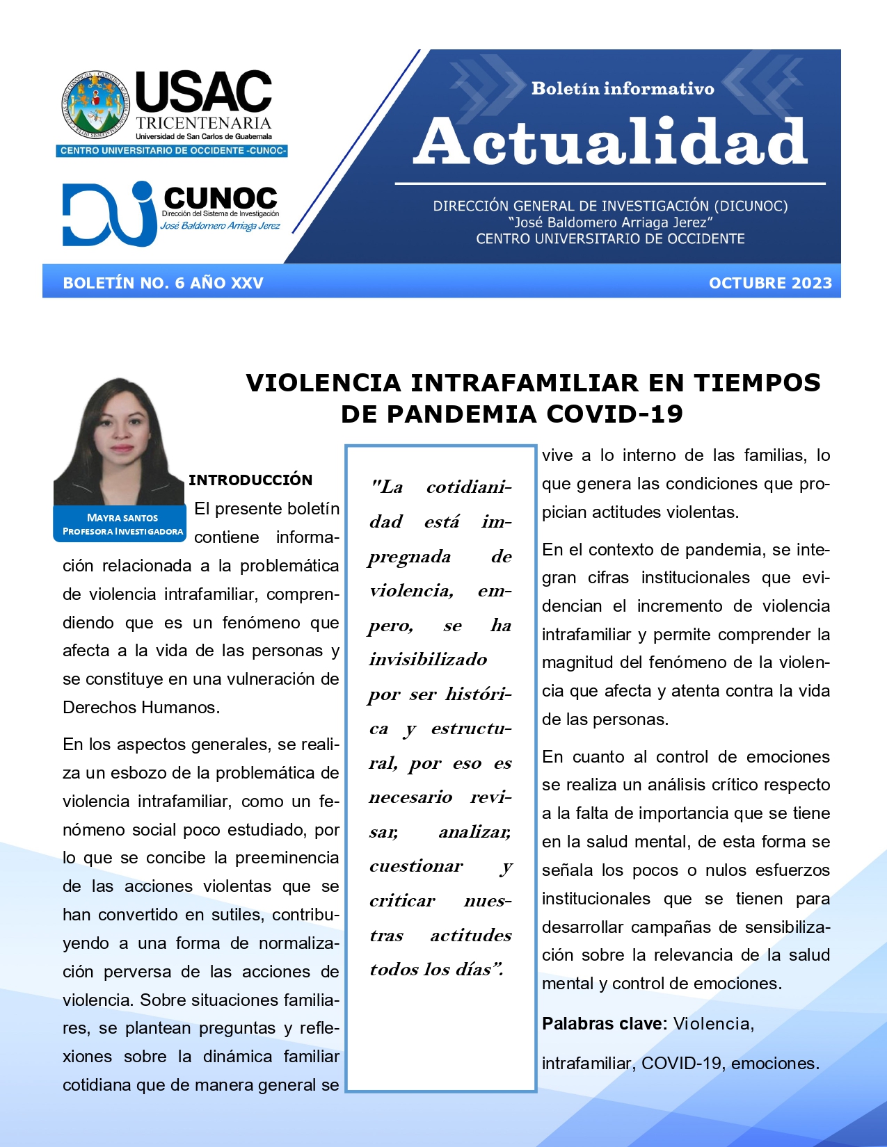 La Violencia Intrafamiliar en Tiempos de Pandemia - DiCunoc CUNOC